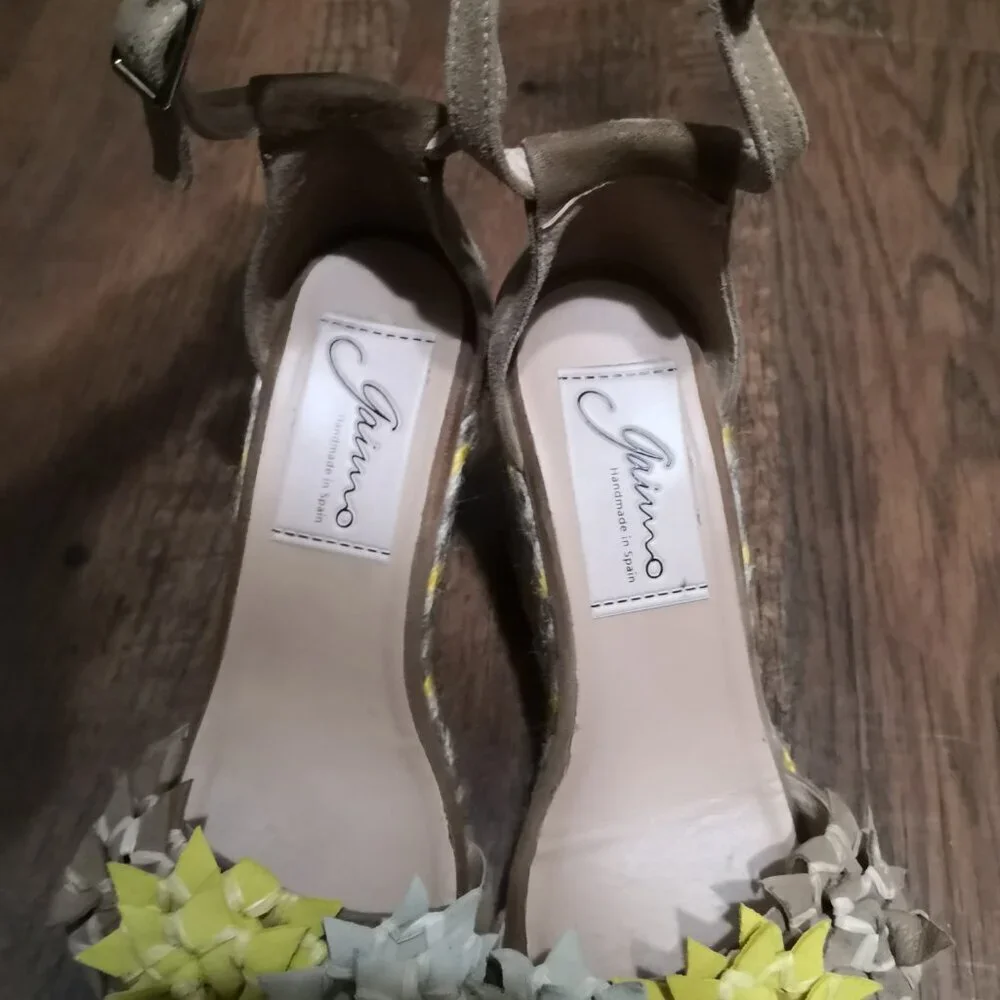 Gaimo Cessy Leather Espadrille Floral Wedge Sandals Ankle‎ Strap EU36/US5.5-6